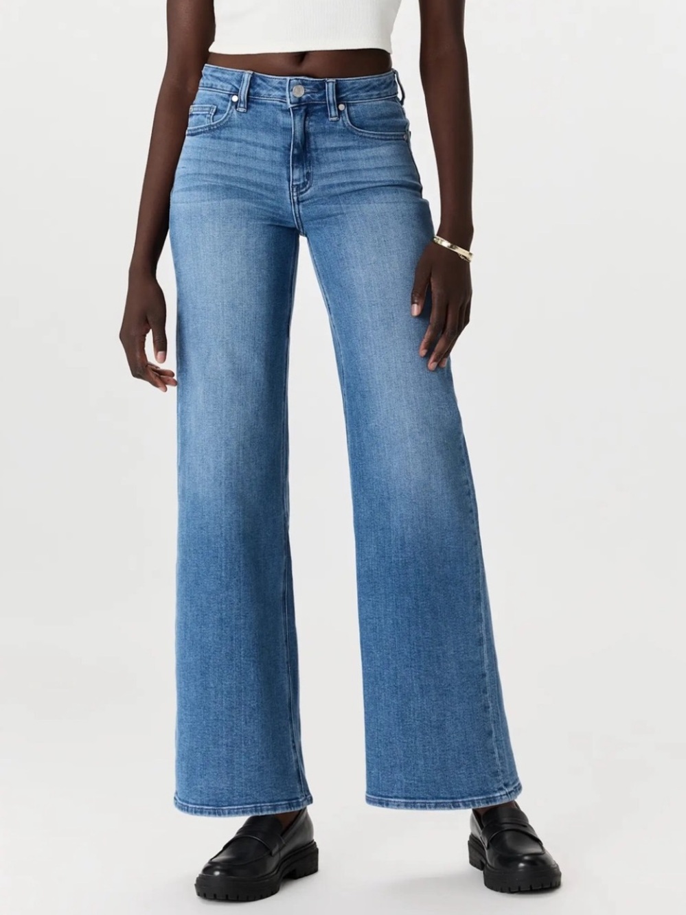 Quince Bella Stretch Wide Leg High Rise Jeans Seaside Blue 
Sz 26x32